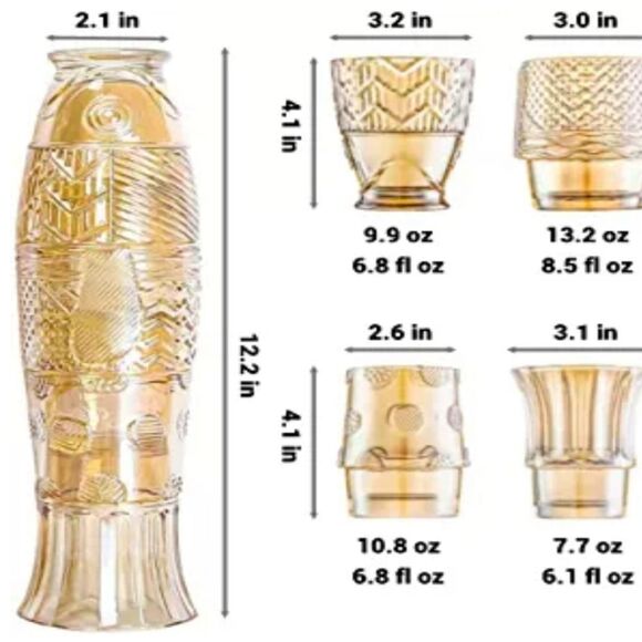 COPY - Fish Design Drinking Glasses, Stackable Drinking Glasses, Colored Bevera… - Picture 2 of 5